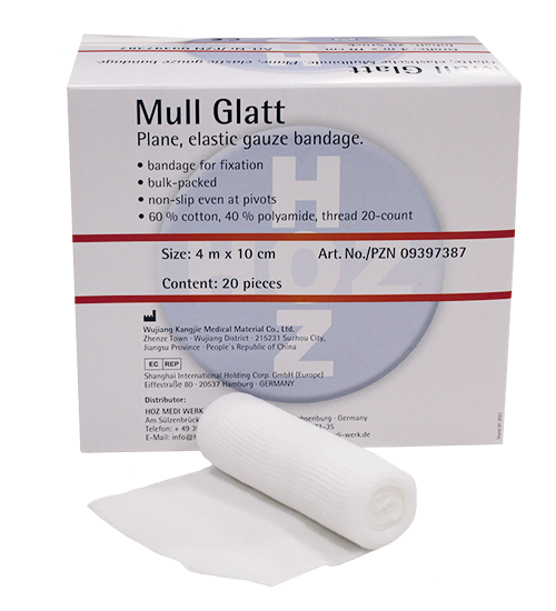 HOZ Mull Glatt, elastische Mullbinde, 4m x 10cm