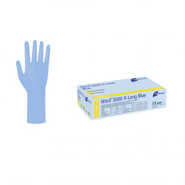 NITRIL 3000 Unt.Handschuhe unsteril M x-Long Blue