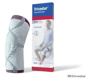 TRICODUR GenuMotion Bandage Gr.6/3XL weiß/gr/rot