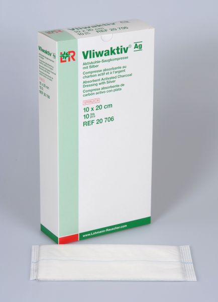 Vliwaktiv® Ag, Aktivkohle-Saugkompresse, 10x20cm