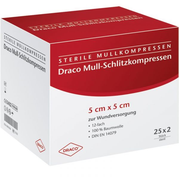 Draco® Mull-Schlitzkompressen, 10 x 10cm, steril