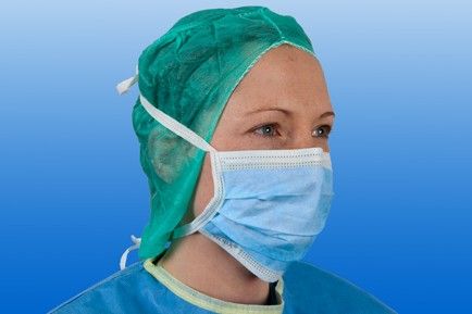 NOBA OP-Maske f.Bartträger m.Bändern grün