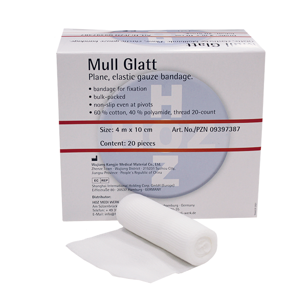 HOZ Mull Glatt, elastische Mullbinde, 4m x 10cm