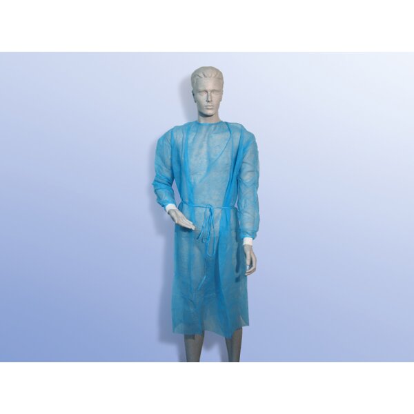 BESUCHERKITTEL blau, m.Strickbünd. 120x144cm