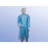 BESUCHERKITTEL blau, m.Strickbünd. 120x144cm