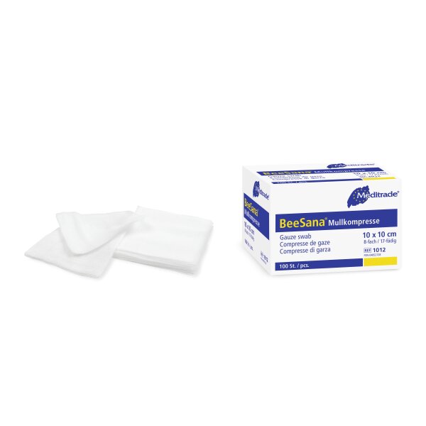 BeeSana® Mullkompresse, 5 x 5cm, 8-fach, unsteril