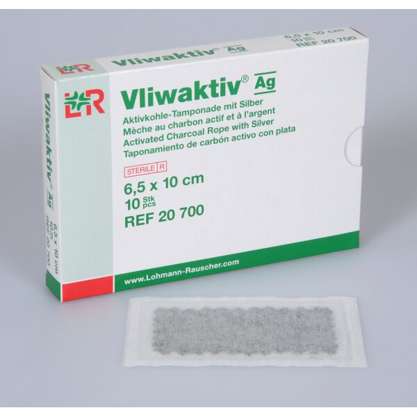 Vliwaktiv® Ag, Aktivkohle-Tamponade, 6,5 x 10cm