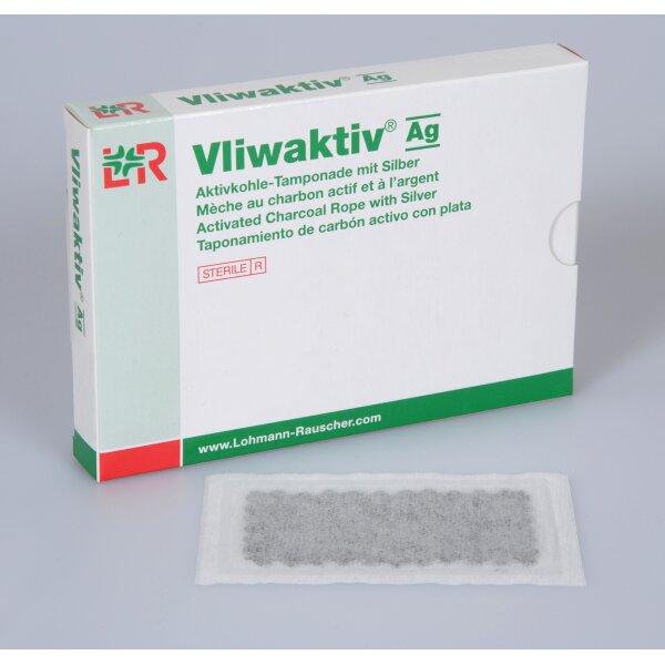 Vliwaktiv® Ag, Aktivkohle-Tamponade, 10 x 15cm