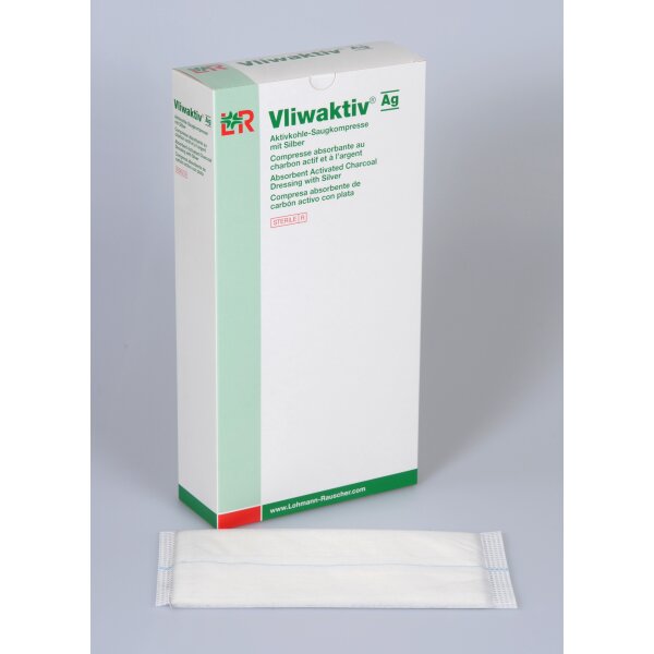 Vliwaktiv® Ag, Aktivkohle-Saugkompresse, 10x10cm