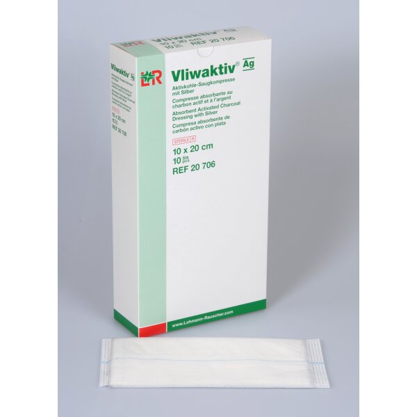 Vliwaktiv® Ag, Aktivkohle-Saugkompresse, 10x20cm