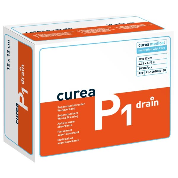 CUREA P1 drain superabsorb.Wundauflage 12x12 cm