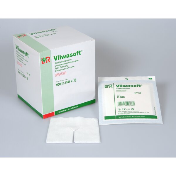 Vliwasoft® Schlitzkompressen, 10 x 10cm, steril
