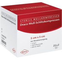 Draco® Mull-Schlitzkompressen, 10 x 10cm, steril