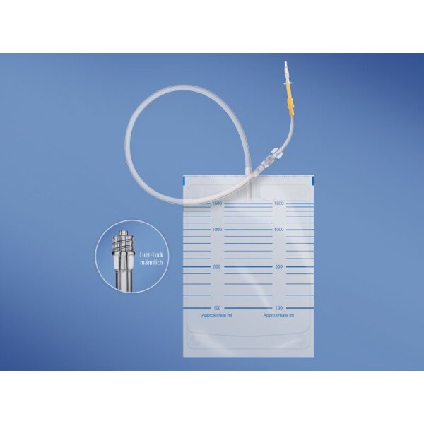 Gallendrainagebeutel, 1500ml, 90cm, m. Luer-Lock
