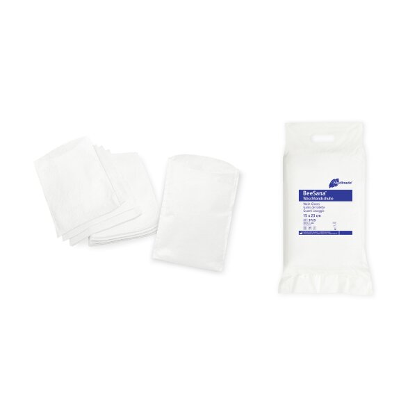 BeeSana® Waschhandschuhe, Molton, 80g, genäht
