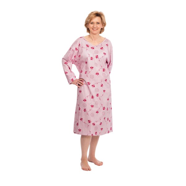 SUPRIMA Pflegehemd z.Binden Gr.S/M rosa bedruckt