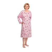 SUPRIMA Pflegehemd z.Binden Gr.S/M rosa bedruckt