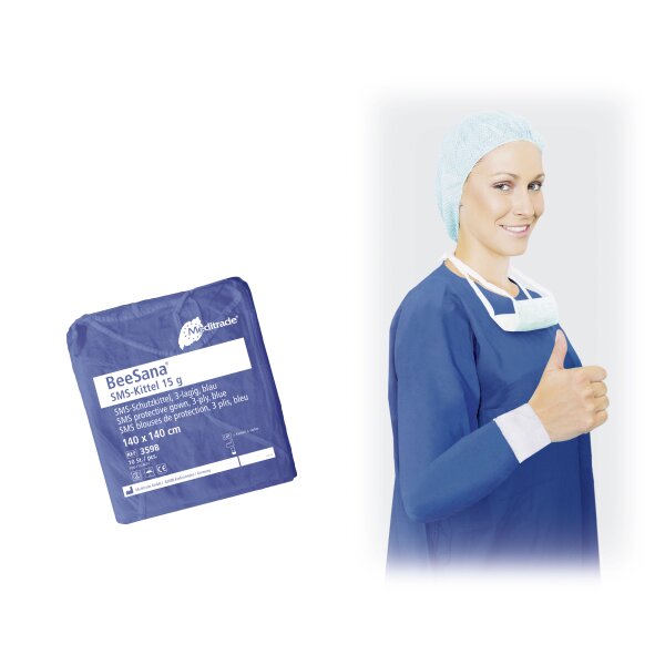 BeeSana® SMS-Kittel, 15g, 140 x 140cm, blau, unst.