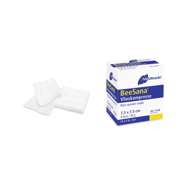 BeeSana® Vlieskompresse, 7,5x7,5cm, 6fach, steril
