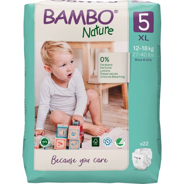 Bambo® Nature, Babywindel XL Gr.5 12-18 KG