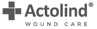 Logo von Actolind Wound Care in Schwarz: links ein stilisiertes Kreuzsymbol, rechts daneben der Schriftzug ‚Actolind®‘, darunter in kleinerer Schrift ‚Wound Care‘.